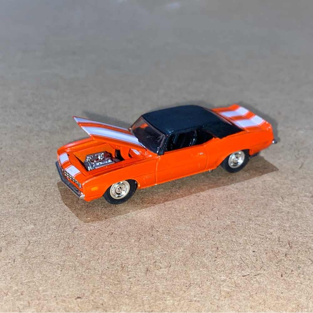 RACING CHAMPIONS ‘69 Chevy Camaro Orange White Stripes Diecast Muscle Car